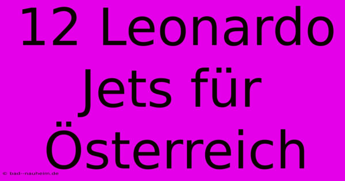 12 Leonardo Jets Für Österreich