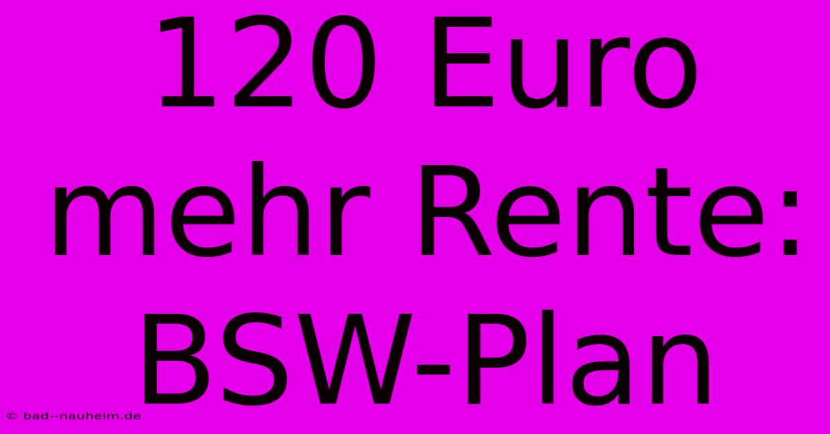 120 Euro Mehr Rente: BSW-Plan