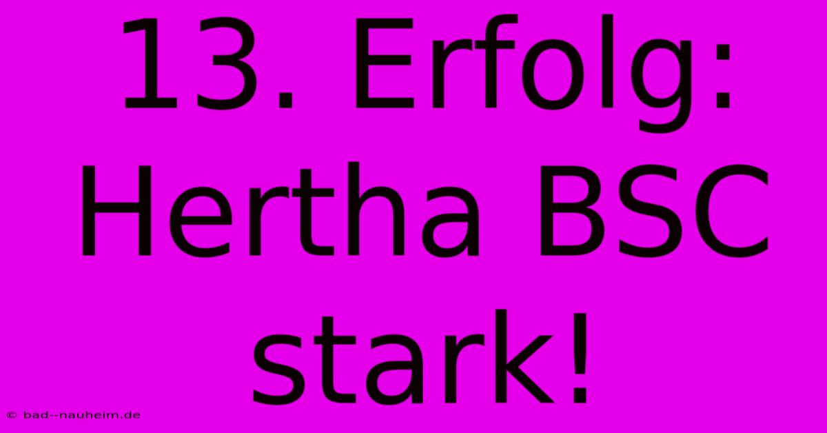 13. Erfolg: Hertha BSC Stark!