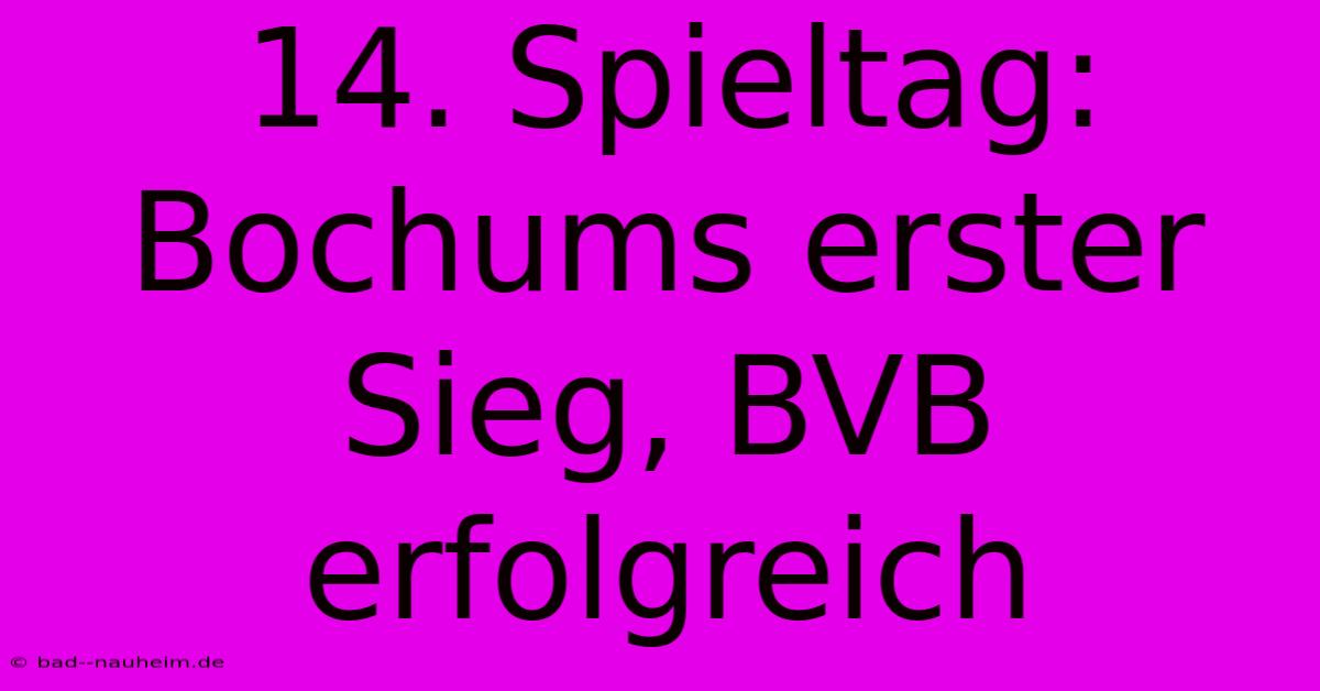 14. Spieltag: Bochums Erster Sieg, BVB Erfolgreich