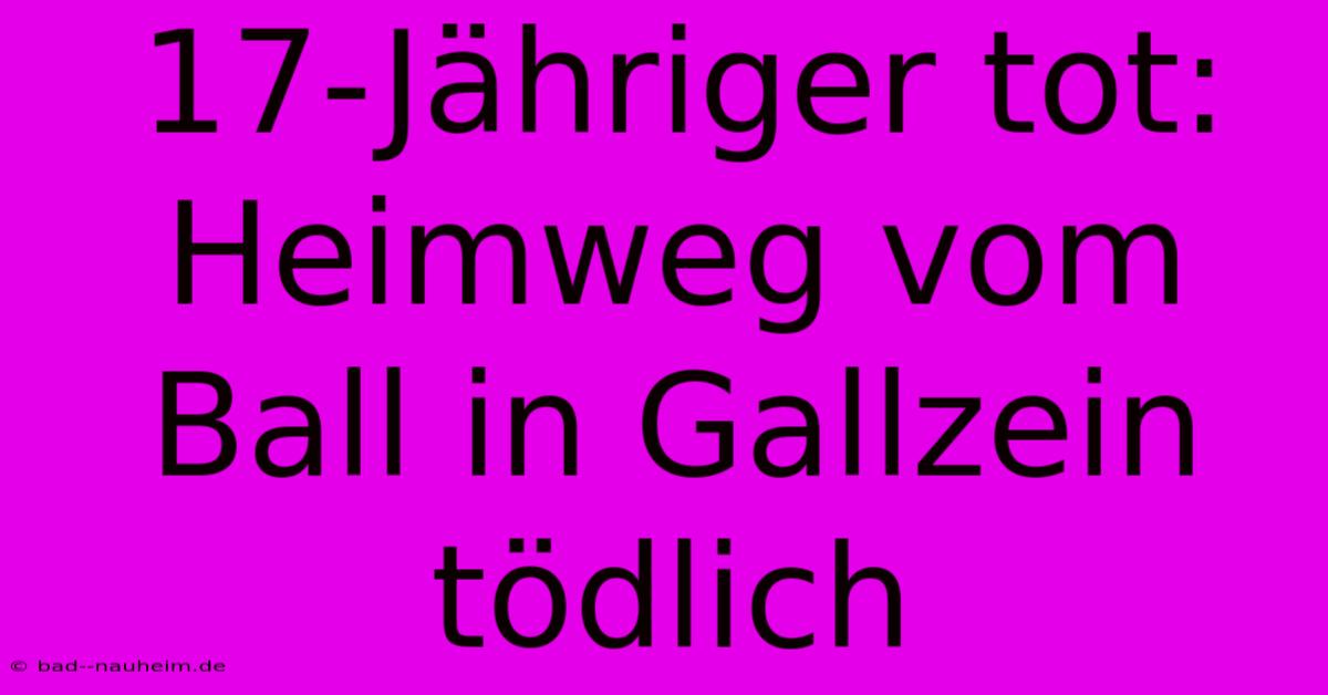 17-Jähriger Tot:  Heimweg Vom Ball In Gallzein Tödlich