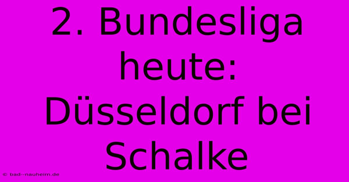 2. Bundesliga Heute: Düsseldorf Bei Schalke