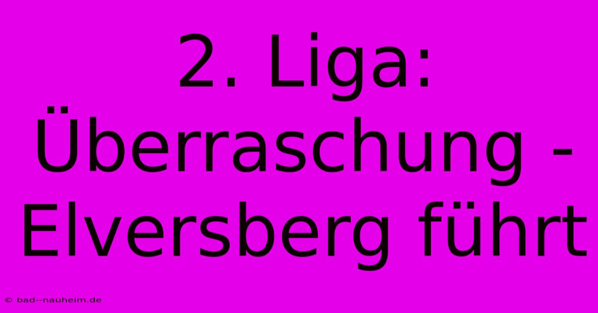 2. Liga: Überraschung - Elversberg Führt