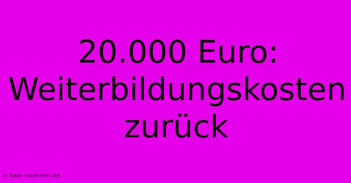 20.000 Euro: Weiterbildungskosten Zurück