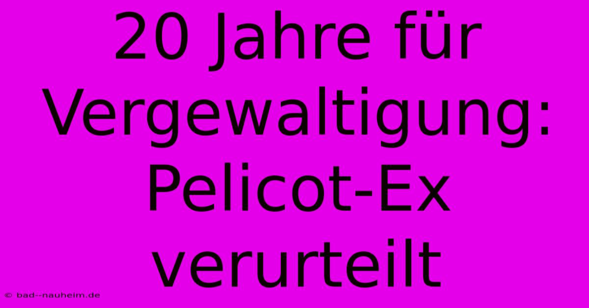 20 Jahre Für Vergewaltigung: Pelicot-Ex Verurteilt