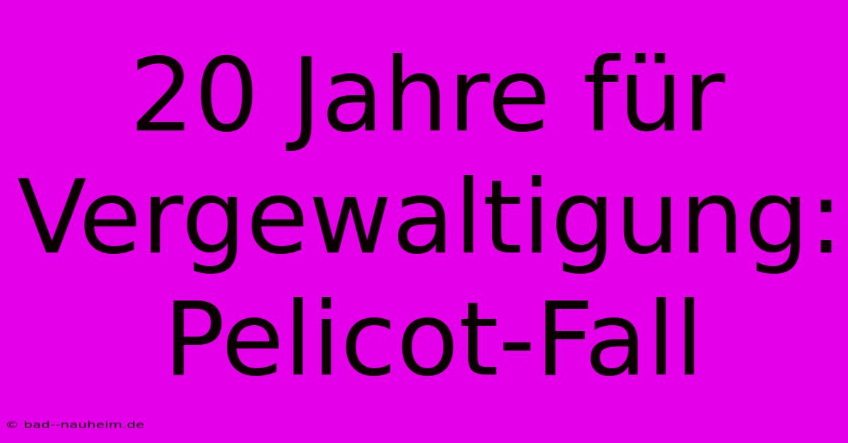 20 Jahre Für Vergewaltigung: Pelicot-Fall