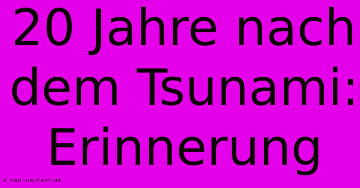 20 Jahre Nach Dem Tsunami: Erinnerung