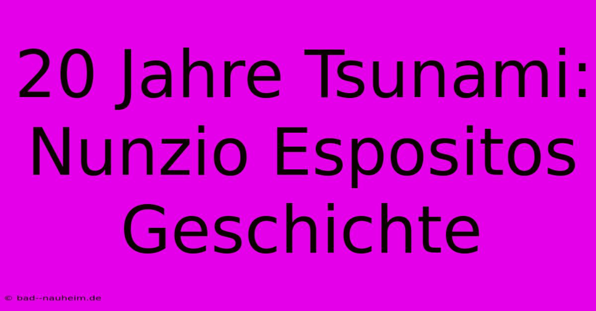 20 Jahre Tsunami: Nunzio Espositos Geschichte