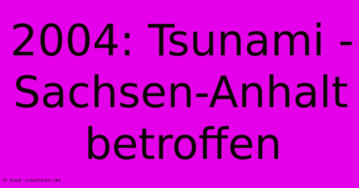 2004: Tsunami - Sachsen-Anhalt Betroffen