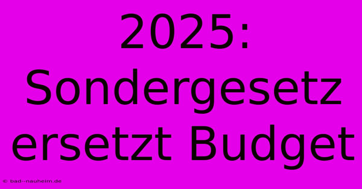 2025:  Sondergesetz Ersetzt Budget