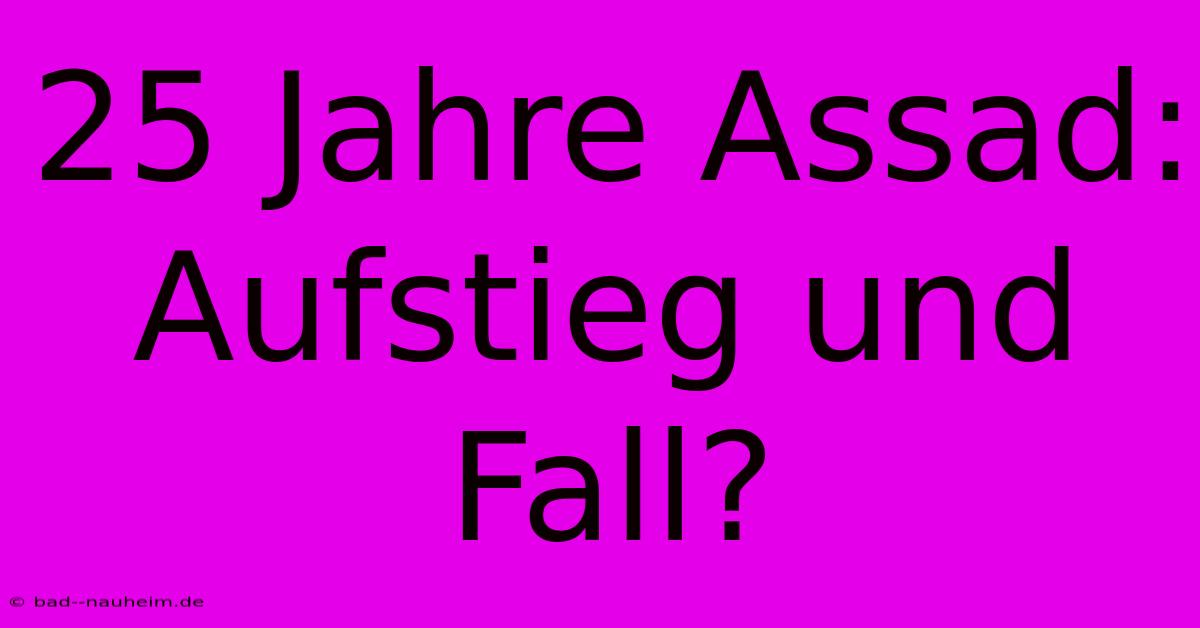 25 Jahre Assad: Aufstieg Und Fall?