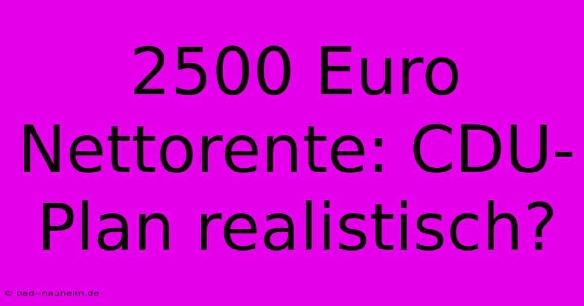 2500 Euro Nettorente: CDU-Plan Realistisch?