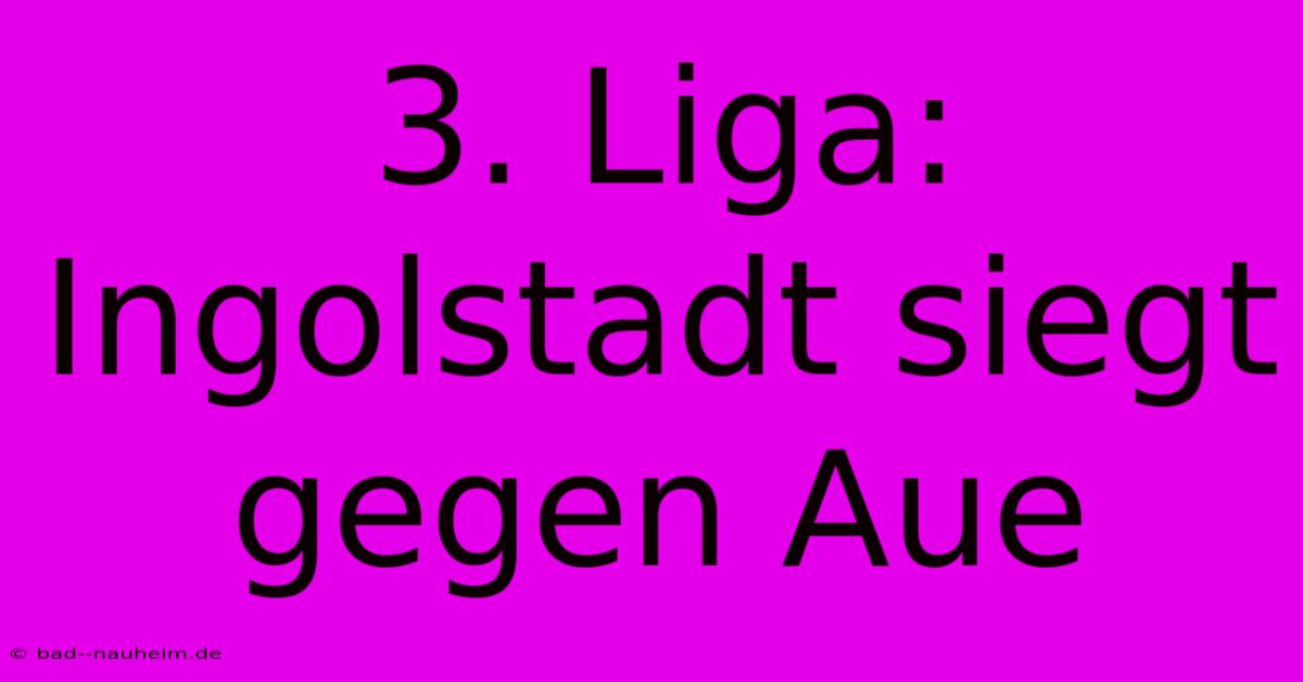 3. Liga: Ingolstadt Siegt Gegen Aue