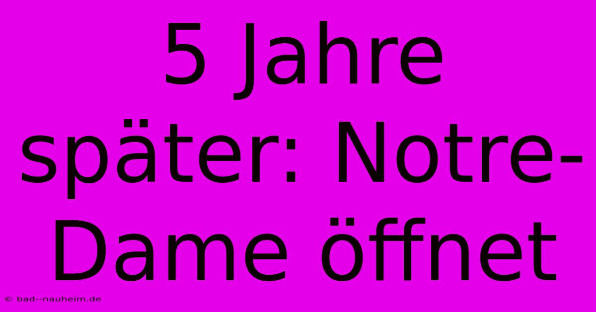 5 Jahre Später: Notre-Dame Öffnet