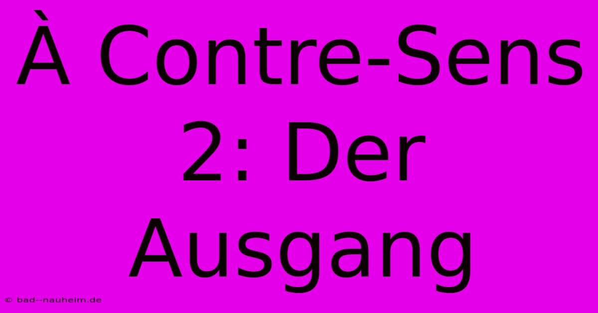 À Contre-Sens 2: Der Ausgang