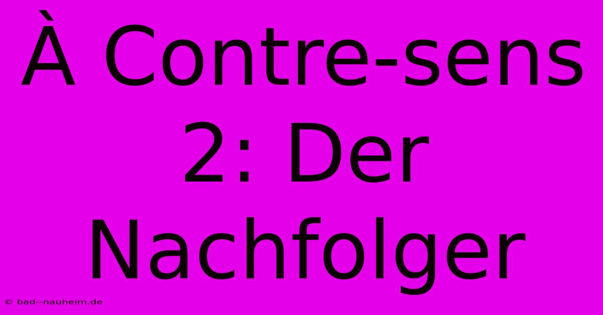 À Contre-sens 2: Der Nachfolger