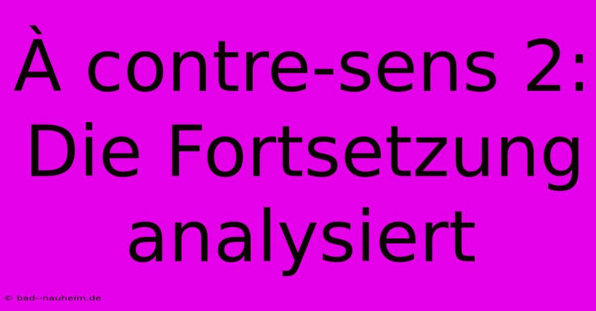 À Contre-sens 2:  Die Fortsetzung Analysiert