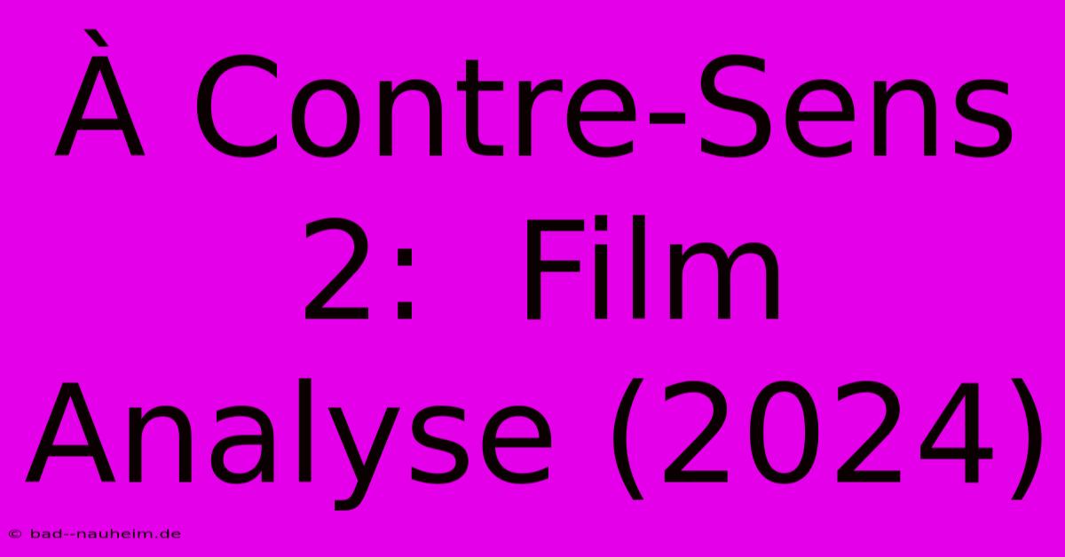 À Contre-Sens 2:  Film Analyse (2024)