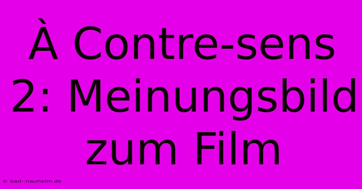 À Contre-sens 2: Meinungsbild Zum Film