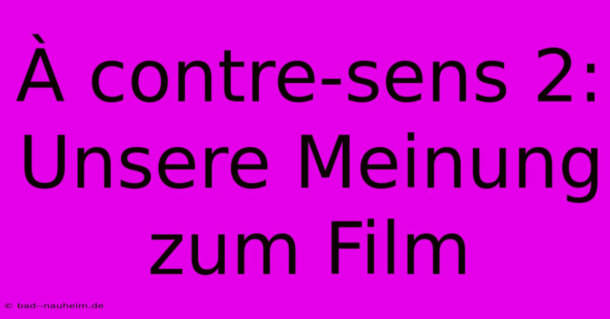 À Contre-sens 2:  Unsere Meinung Zum Film