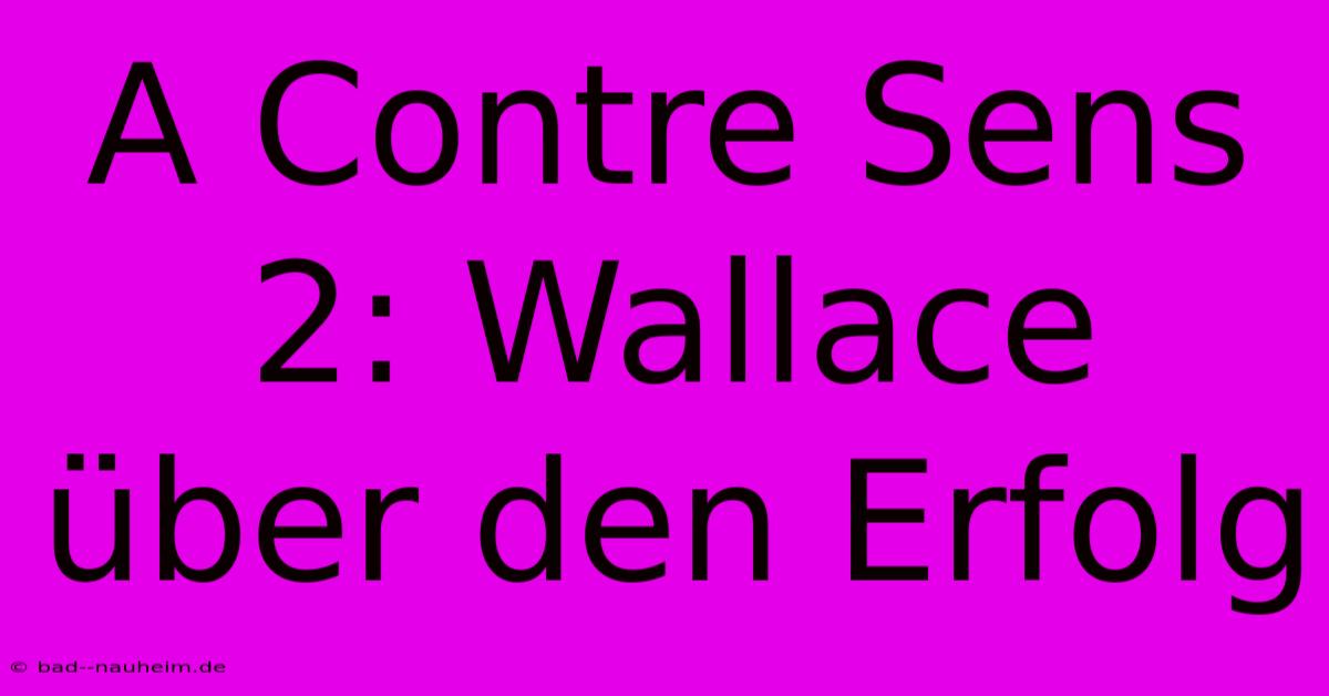 A Contre Sens 2: Wallace Über Den Erfolg