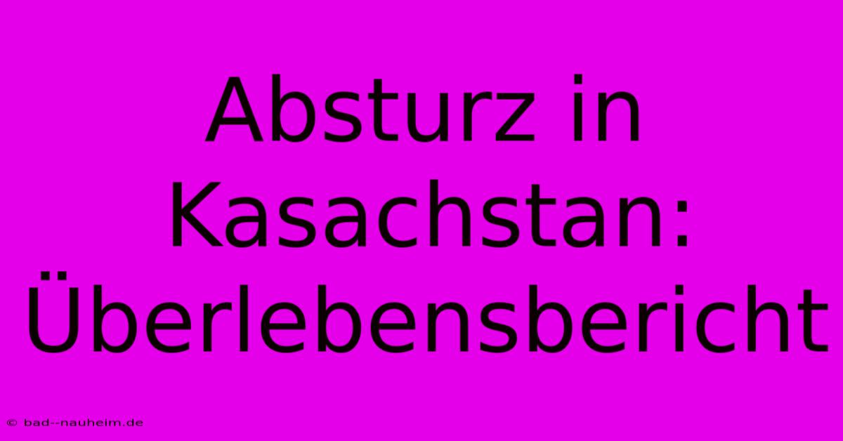 Absturz In Kasachstan: Überlebensbericht