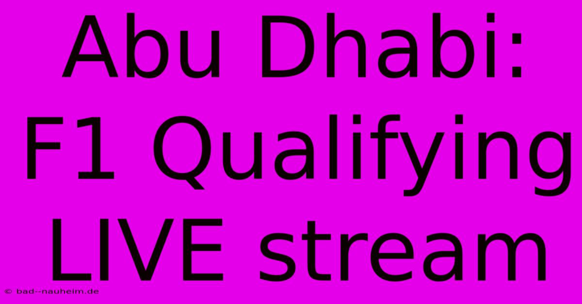 Abu Dhabi: F1 Qualifying LIVE Stream