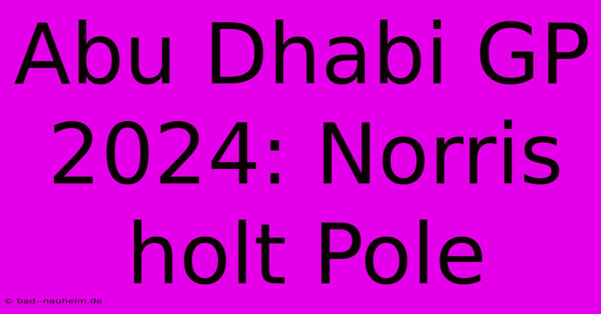 Abu Dhabi GP 2024: Norris Holt Pole