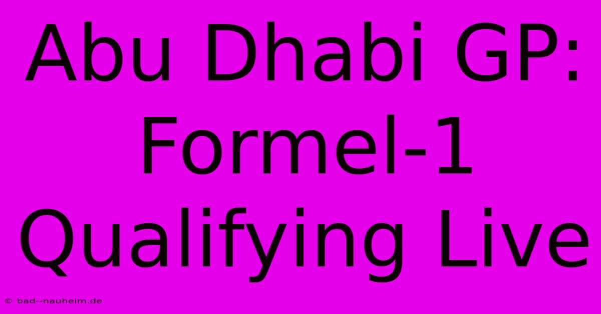 Abu Dhabi GP: Formel-1 Qualifying Live