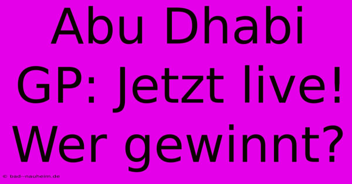 Abu Dhabi GP: Jetzt Live! Wer Gewinnt?