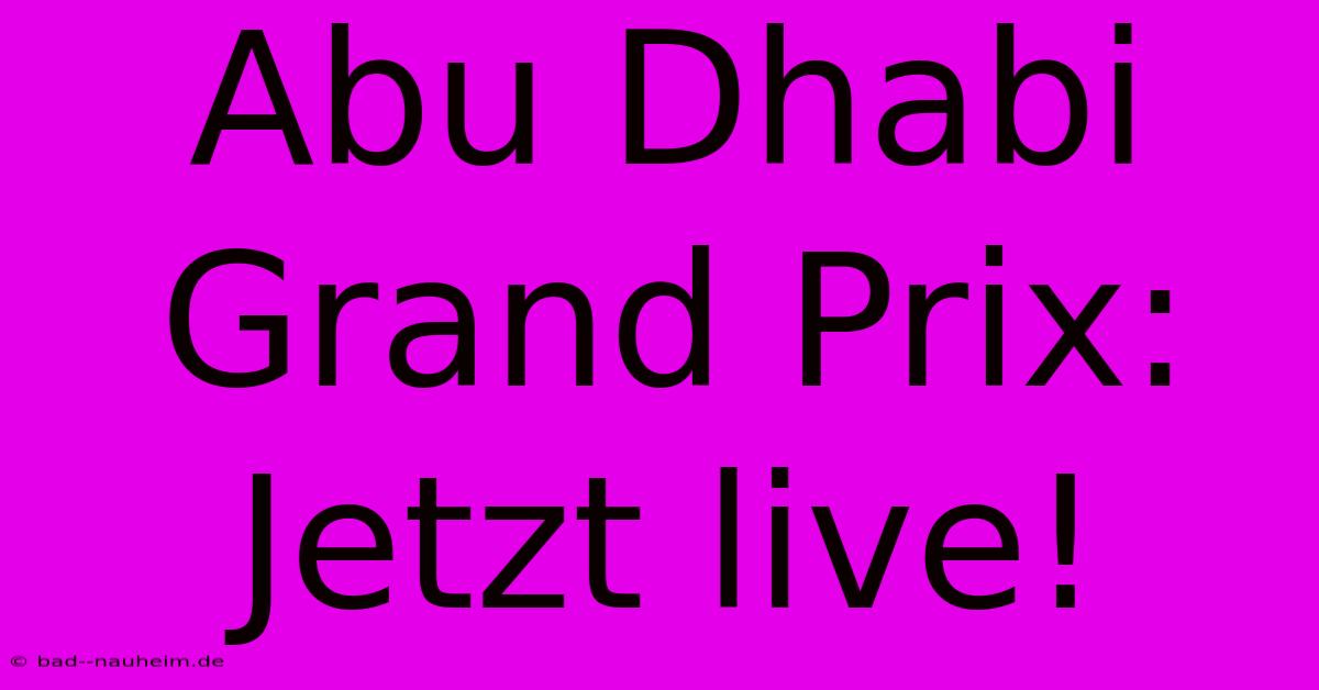 Abu Dhabi Grand Prix: Jetzt Live!