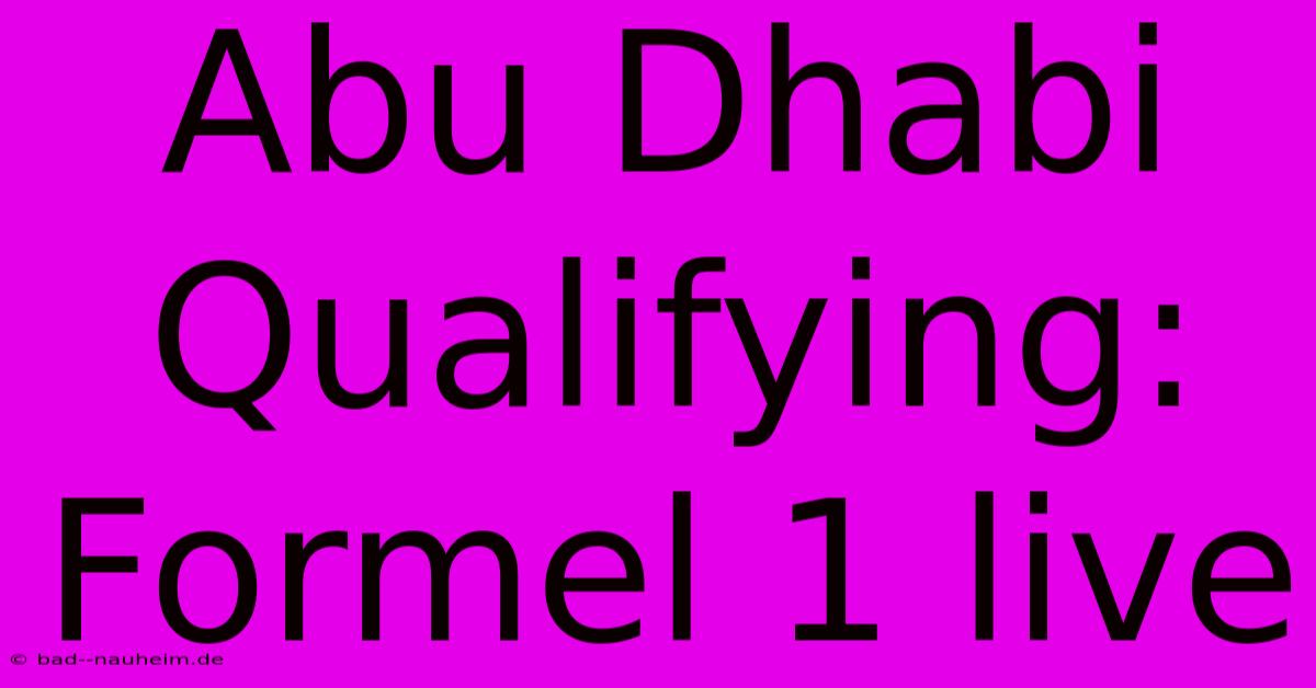 Abu Dhabi Qualifying: Formel 1 Live