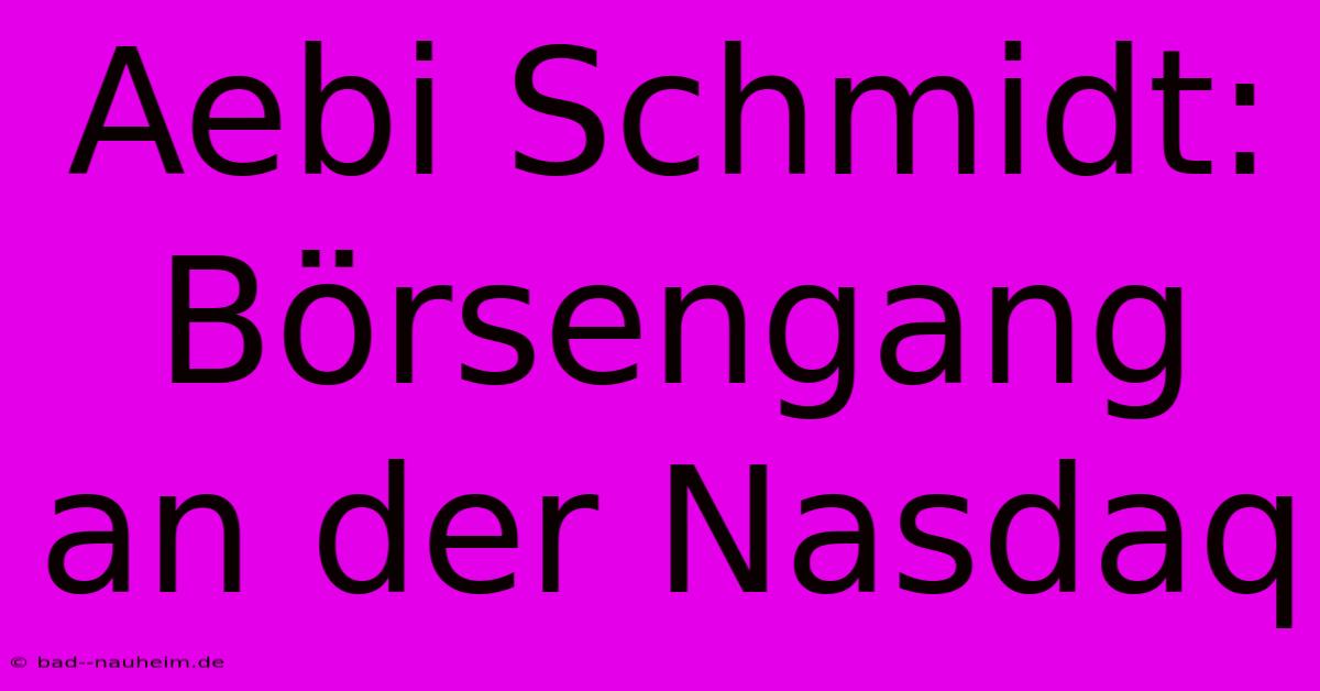 Aebi Schmidt: Börsengang An Der Nasdaq