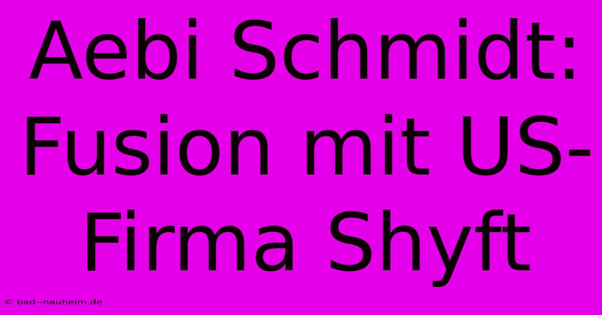 Aebi Schmidt: Fusion Mit US-Firma Shyft