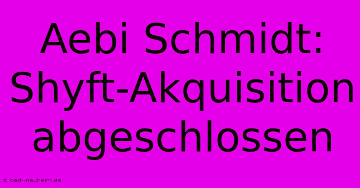 Aebi Schmidt: Shyft-Akquisition Abgeschlossen