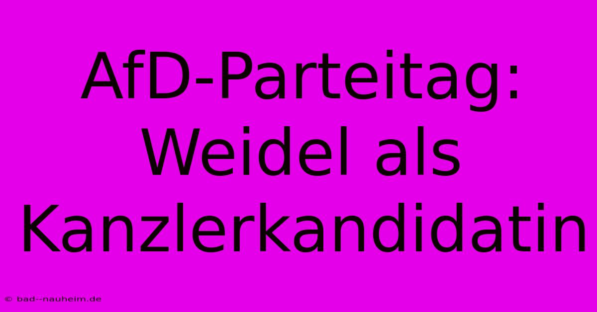 AfD-Parteitag: Weidel Als Kanzlerkandidatin