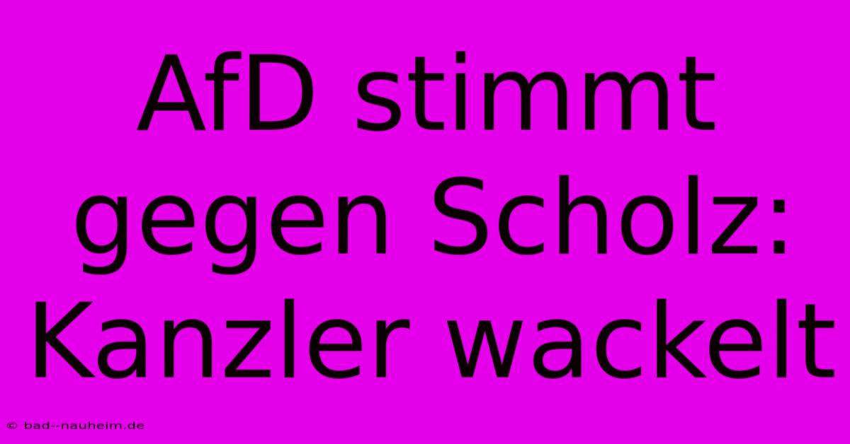 AfD Stimmt Gegen Scholz: Kanzler Wackelt