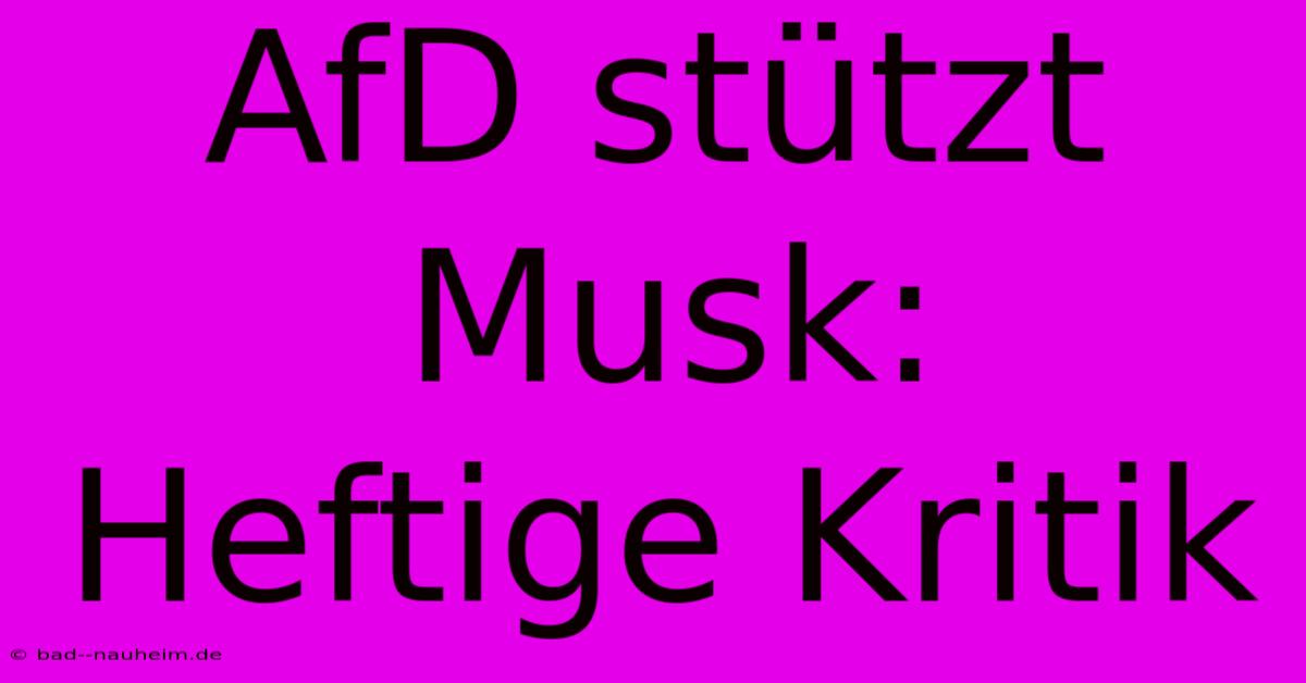 AfD Stützt Musk: Heftige Kritik