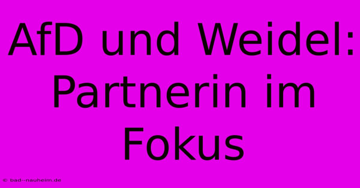 AfD Und Weidel: Partnerin Im Fokus