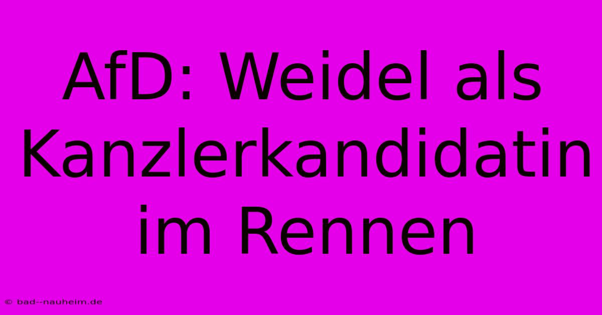 AfD: Weidel Als Kanzlerkandidatin Im Rennen