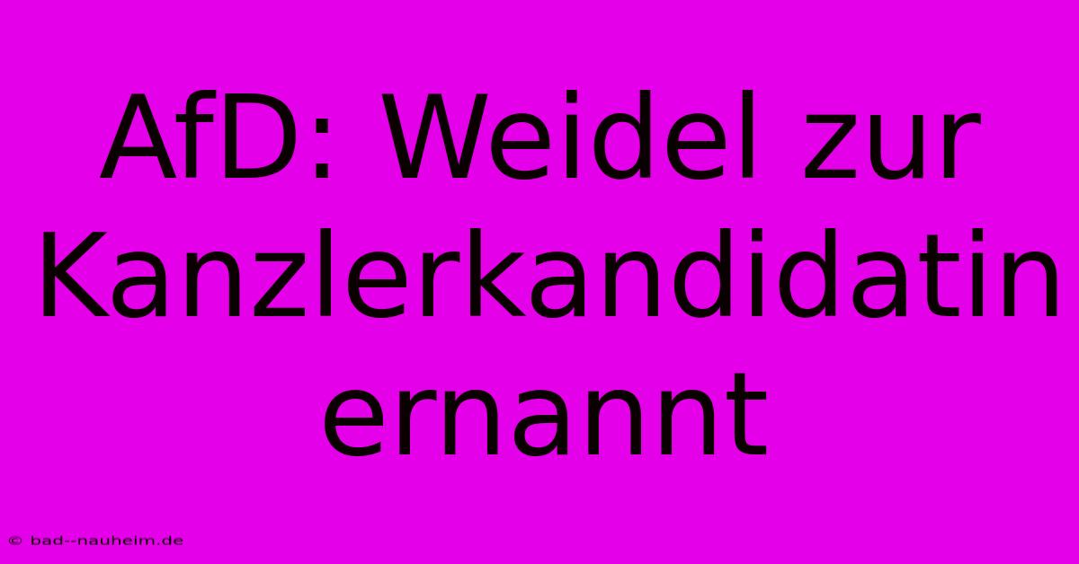 AfD: Weidel Zur Kanzlerkandidatin Ernannt