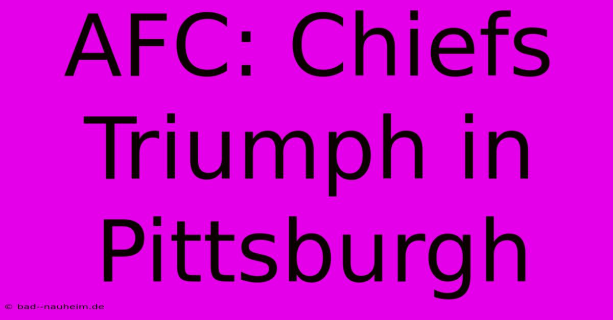 AFC: Chiefs Triumph In Pittsburgh