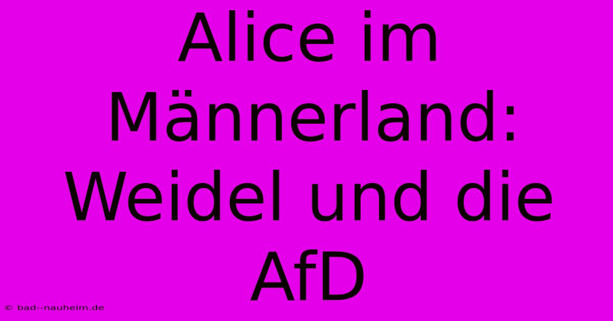 Alice Im Männerland: Weidel Und Die AfD