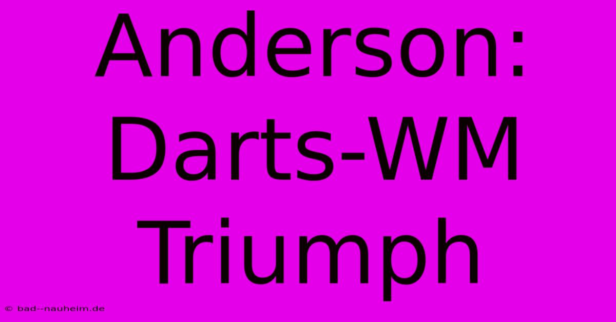 Anderson: Darts-WM Triumph