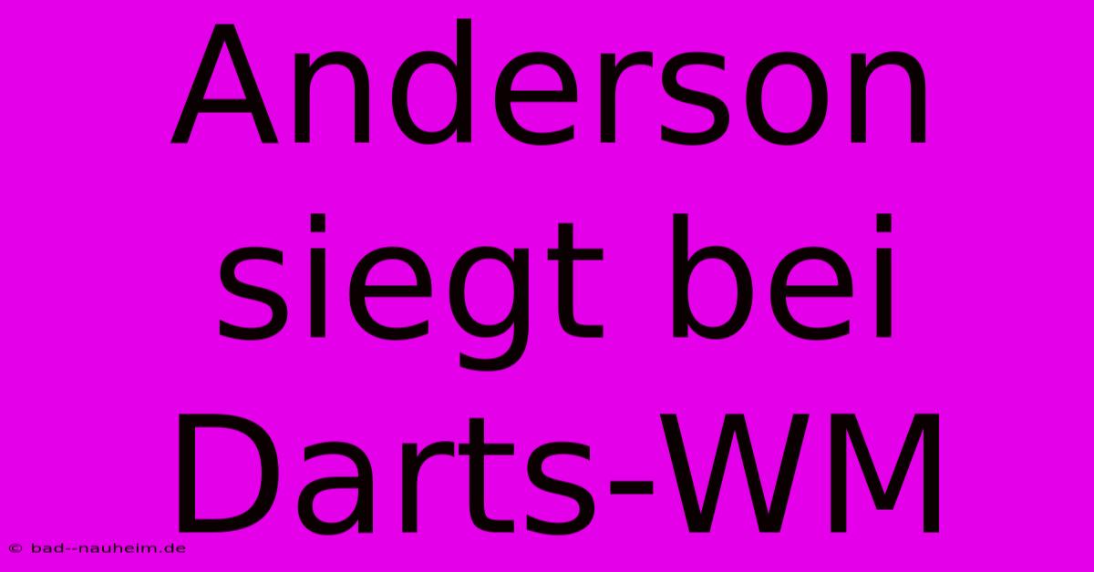 Anderson Siegt Bei Darts-WM