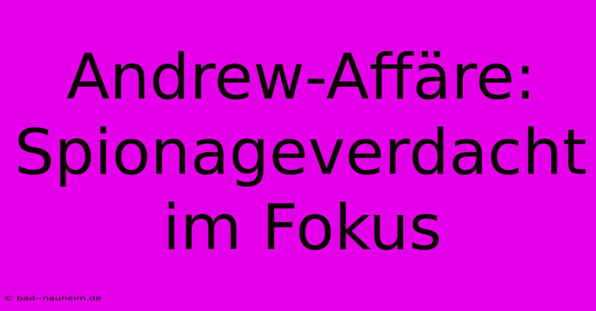 Andrew-Affäre: Spionageverdacht Im Fokus