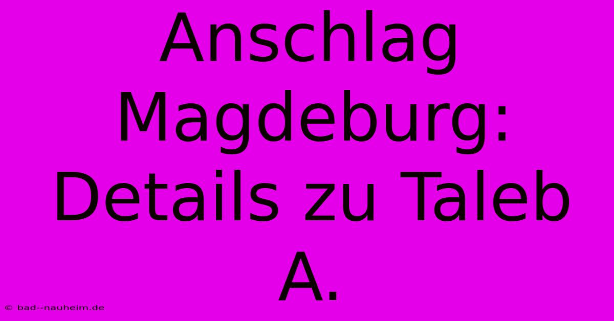 Anschlag Magdeburg: Details Zu Taleb A.