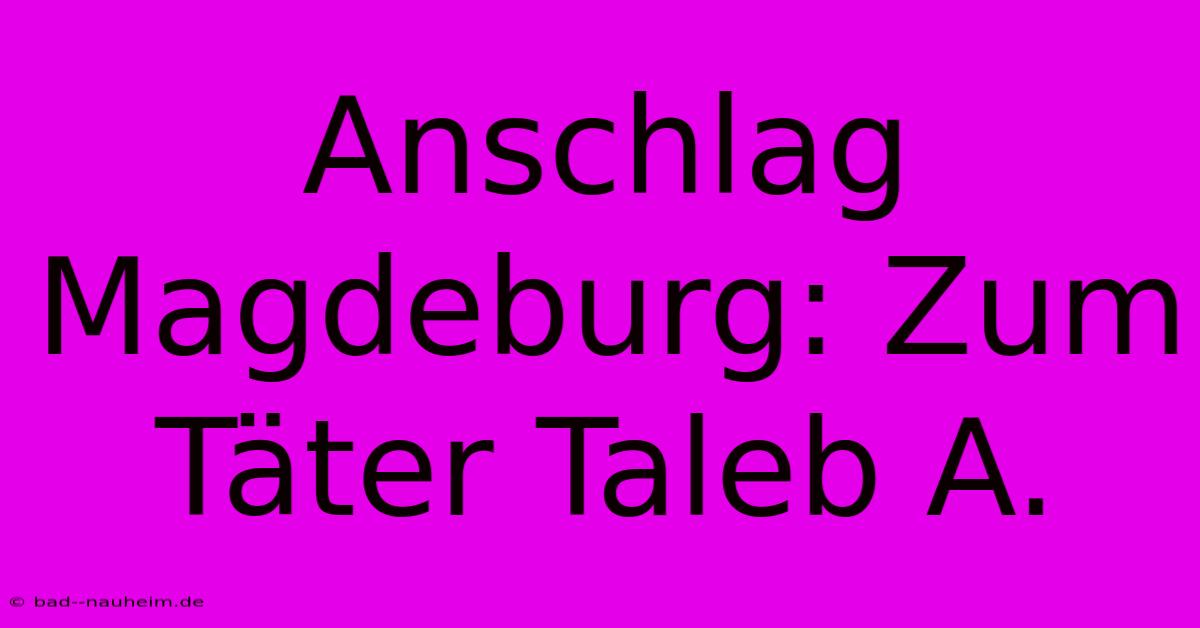 Anschlag Magdeburg: Zum Täter Taleb A.