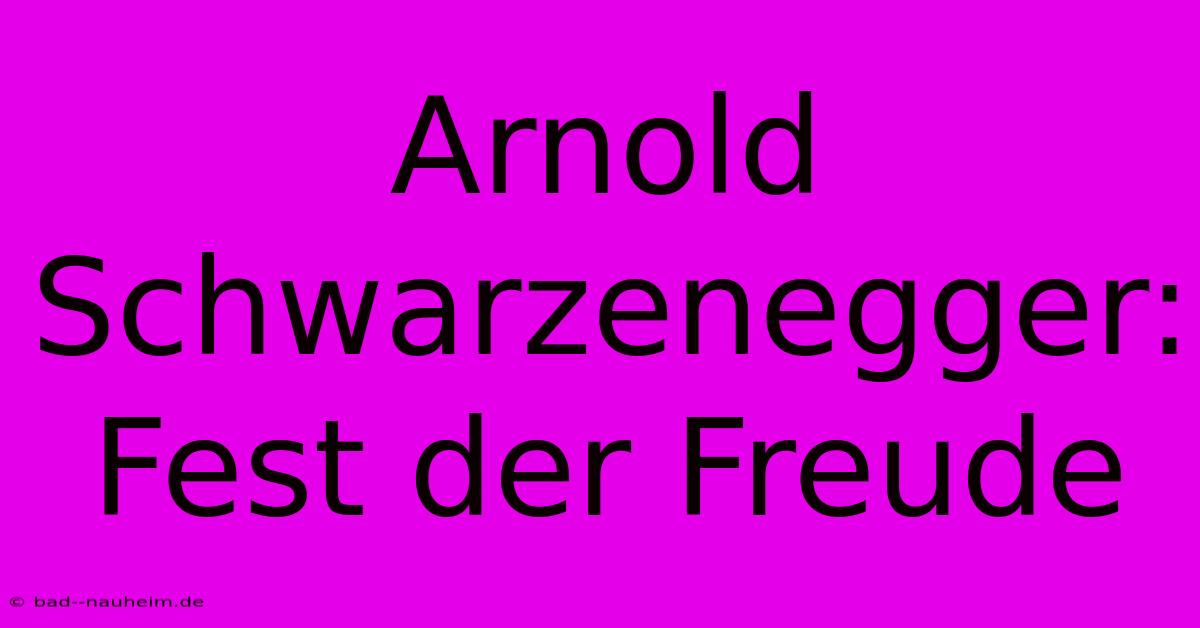 Arnold Schwarzenegger: Fest Der Freude