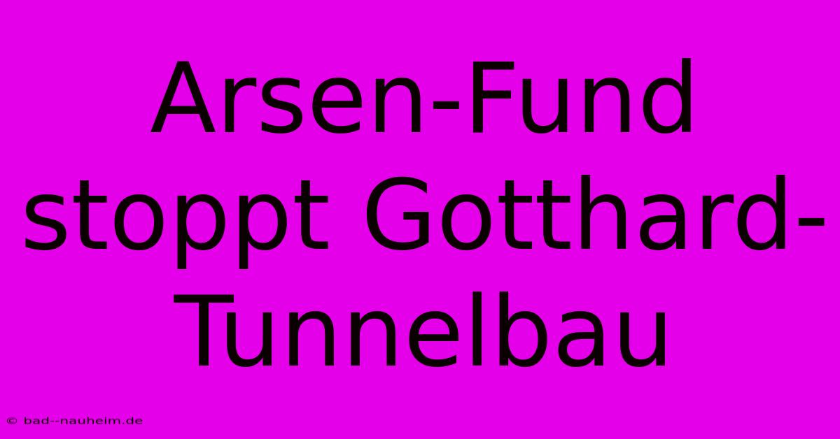 Arsen-Fund Stoppt Gotthard-Tunnelbau